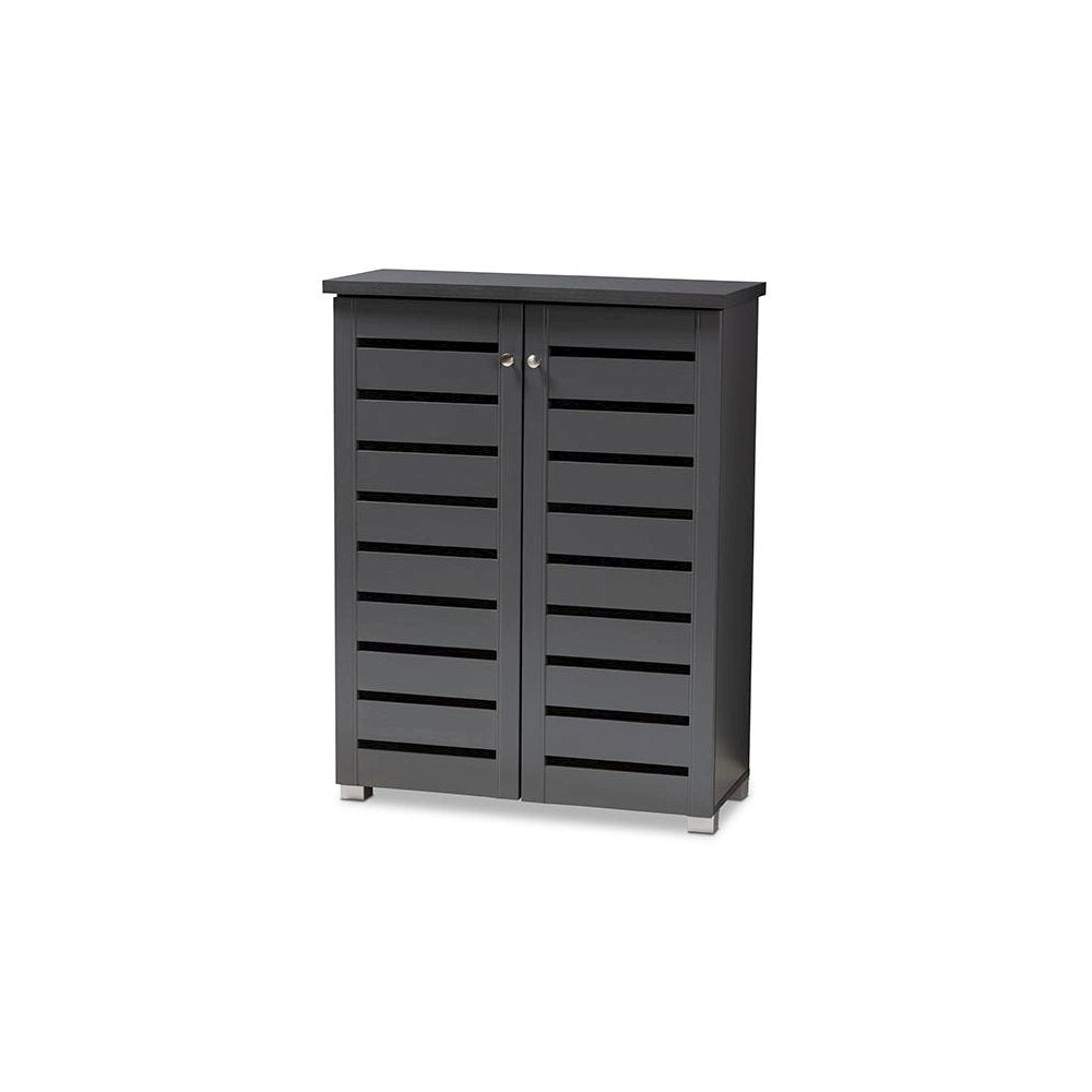 Dark Gray 2-Door Wooden Entryway Shoe Storage Cabinet