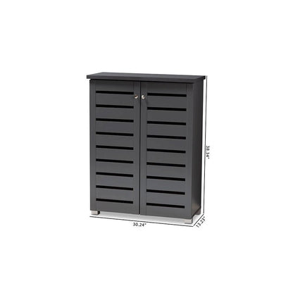 Dark Gray 2-Door Wooden Entryway Shoe Storage Cabinet