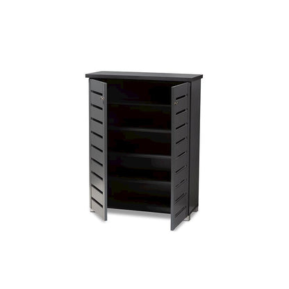 Dark Gray 2-Door Wooden Entryway Shoe Storage Cabinet