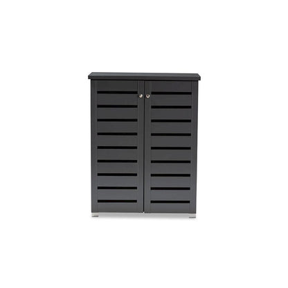 Dark Gray 2-Door Wooden Entryway Shoe Storage Cabinet