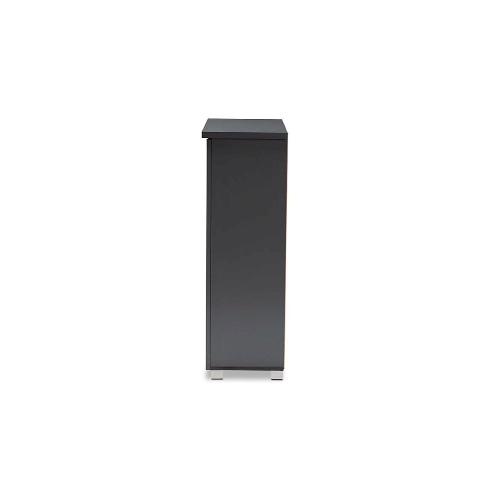 Dark Gray 2-Door Wooden Entryway Shoe Storage Cabinet