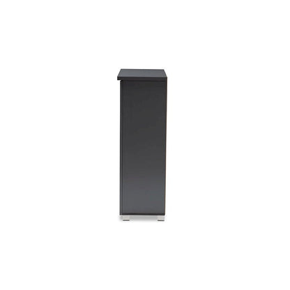 Dark Gray 2-Door Wooden Entryway Shoe Storage Cabinet