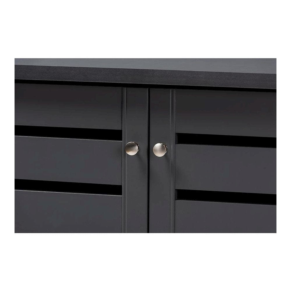 Dark Gray 2-Door Wooden Entryway Shoe Storage Cabinet
