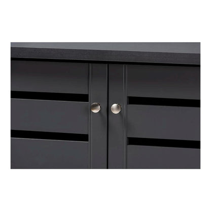 Dark Gray 2-Door Wooden Entryway Shoe Storage Cabinet