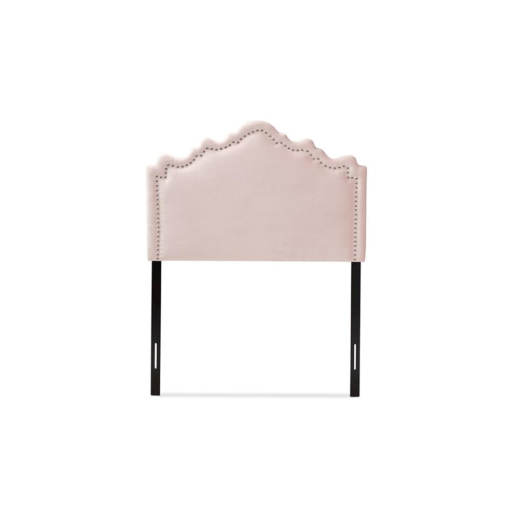 Light Pink Velvet Fabric Upholstered Twin Size Headboard