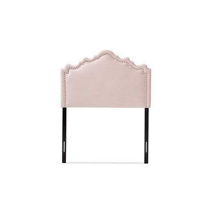 Light Pink Velvet Fabric Upholstered Twin Size Headboard