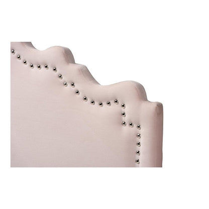 Light Pink Velvet Fabric Upholstered Twin Size Headboard
