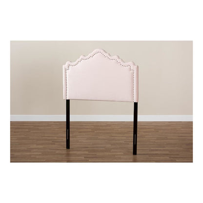 Light Pink Velvet Fabric Upholstered Twin Size Headboard