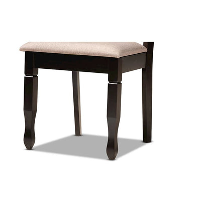 Sand Fabric Upholstered and Dark Brown Finished Wood 5-Piece Dining Set