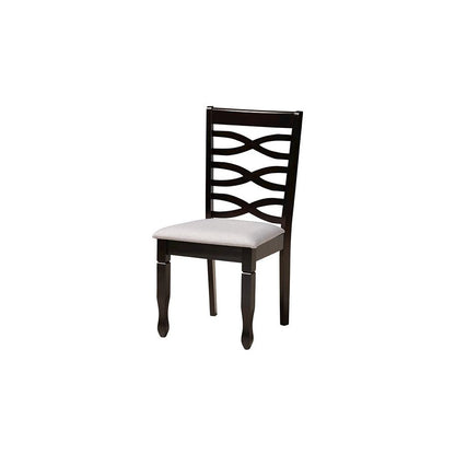Darina Modern Grey Fabric and Dark Brown Finished Wood 5-Piece Dining Set