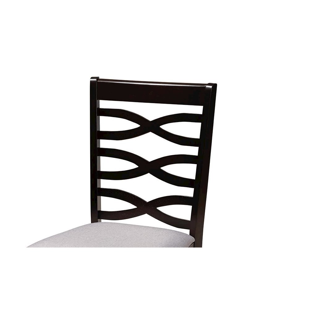 Darina Modern Grey Fabric and Dark Brown Finished Wood 5-Piece Dining Set