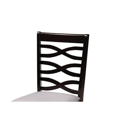 Darina Modern Grey Fabric and Dark Brown Finished Wood 5-Piece Dining Set