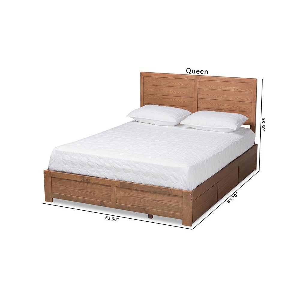 Walnut Brown Finished Wood Full Size 3-Drawer Platform Storage Bed