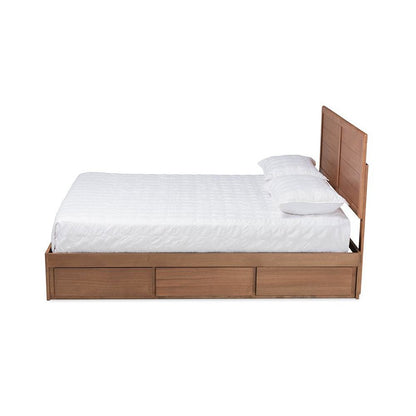 Walnut Brown Finished Wood Full Size 3-Drawer Platform Storage Bed