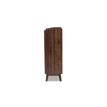 Lena Mid-Century Modern Walnut Brown Finished 5-Drawer Wood Chest