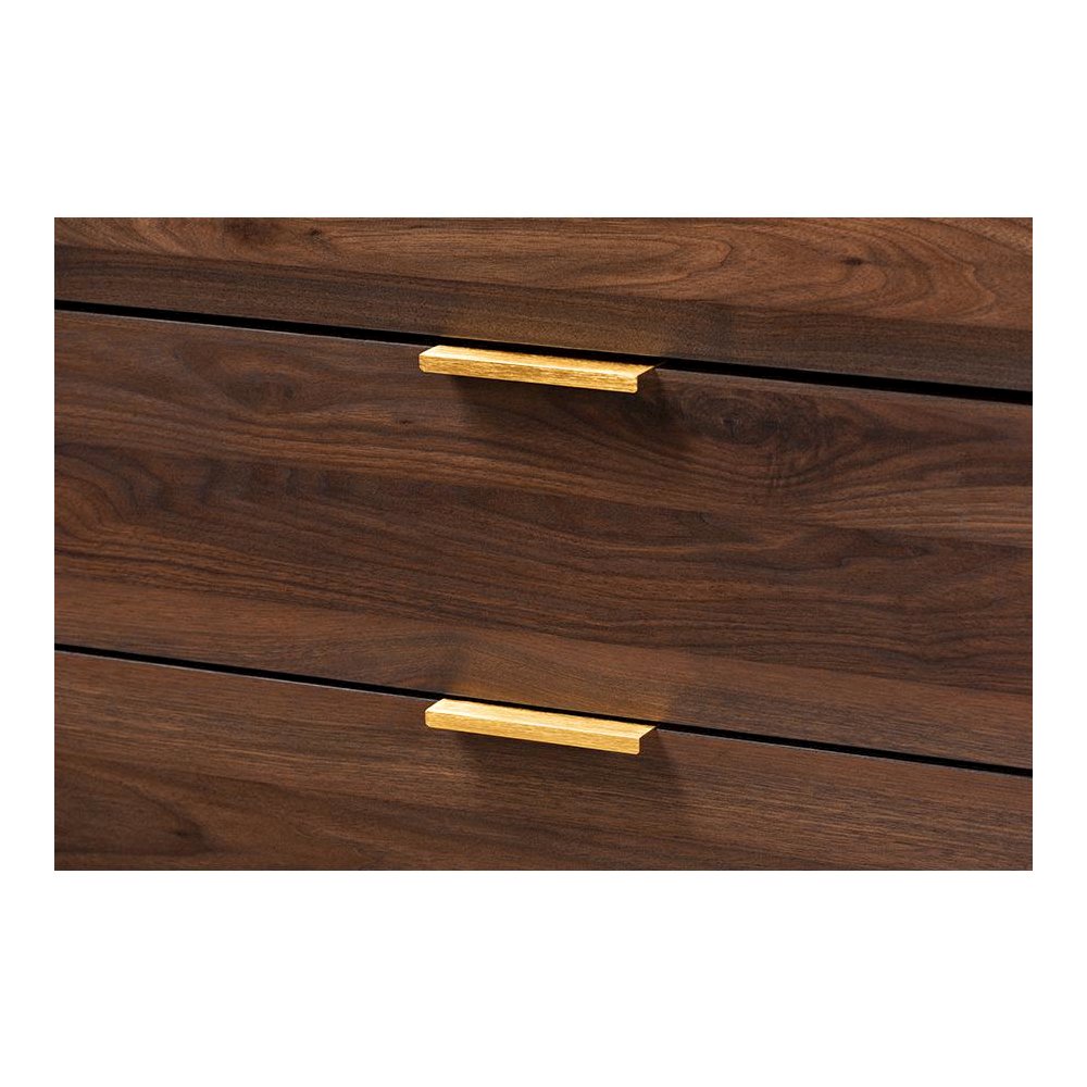 Lena Mid-Century Modern Walnut Brown Finished 5-Drawer Wood Chest