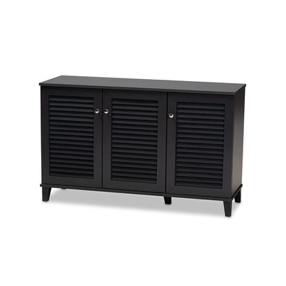 Dark Grey Finished 8-Shelf Wood Shoe Storage Cabinet