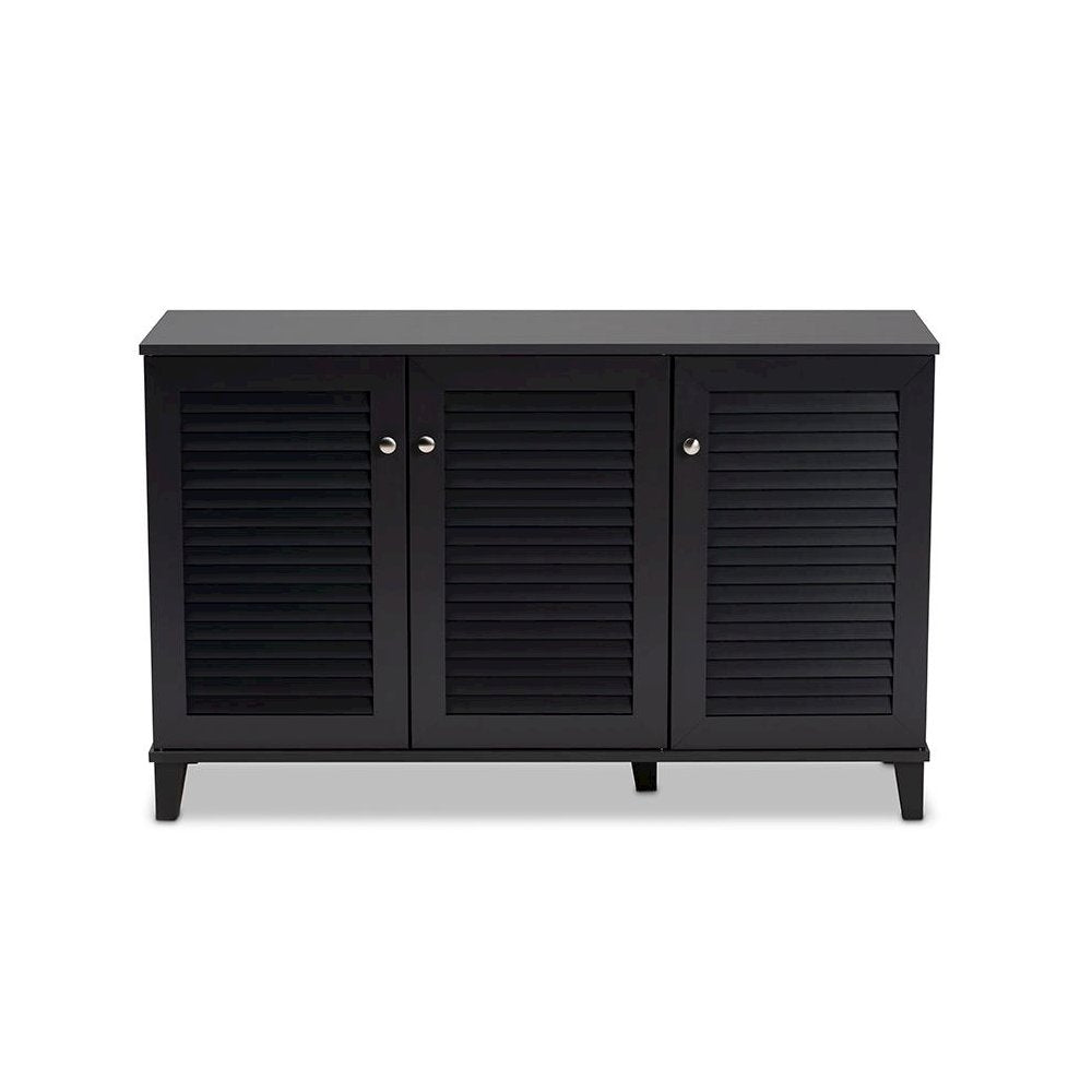 Dark Grey Finished 8-Shelf Wood Shoe Storage Cabinet