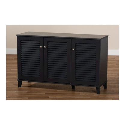 Dark Grey Finished 8-Shelf Wood Shoe Storage Cabinet