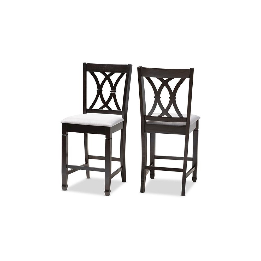 Espresso Brown Finished Wood Counter Height Pub Chair Set of 2