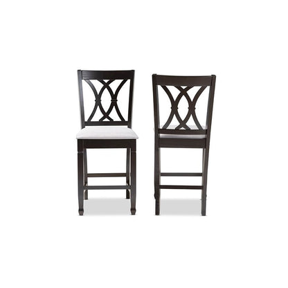 Espresso Brown Finished Wood Counter Height Pub Chair Set of 2