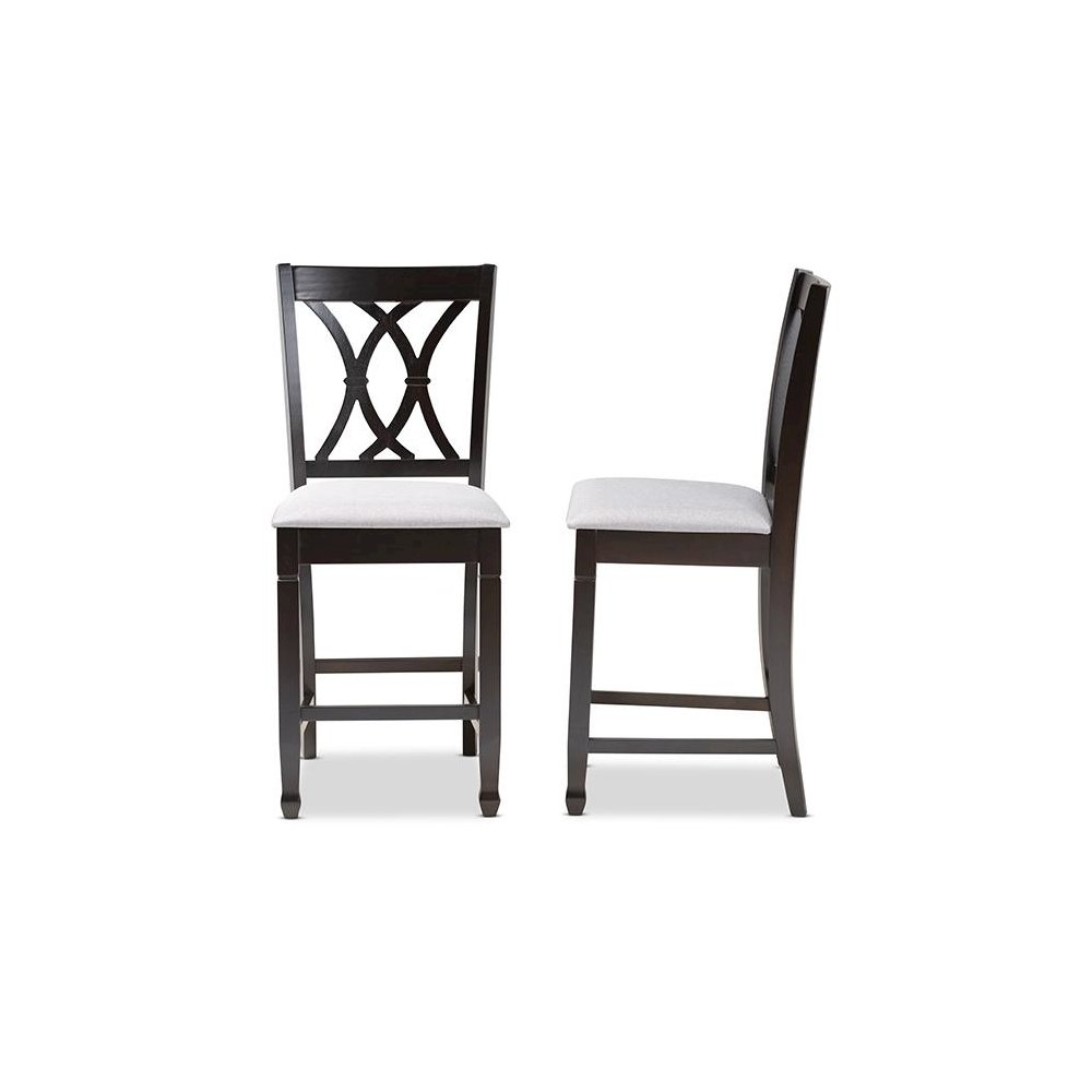 Espresso Brown Finished Wood Counter Height Pub Chair Set of 2