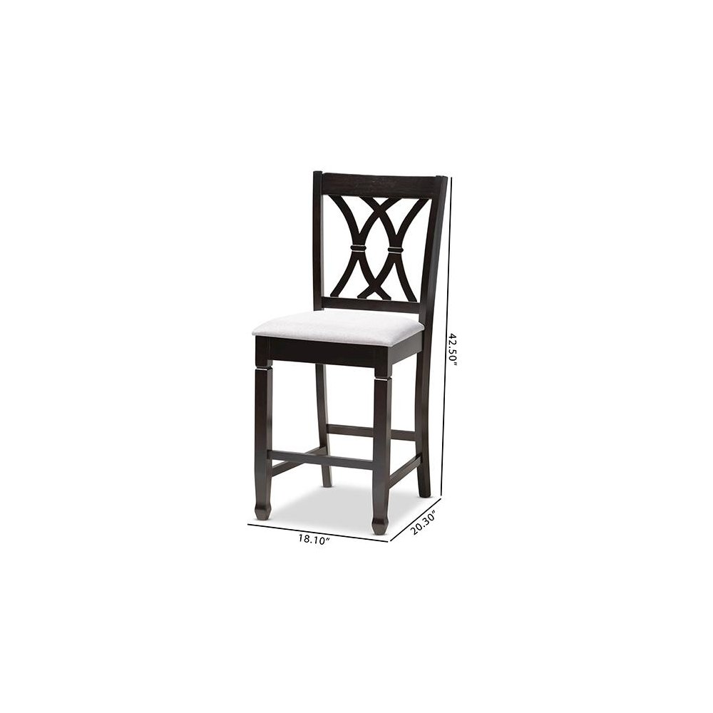 Espresso Brown Finished Wood Counter Height Pub Chair Set of 2