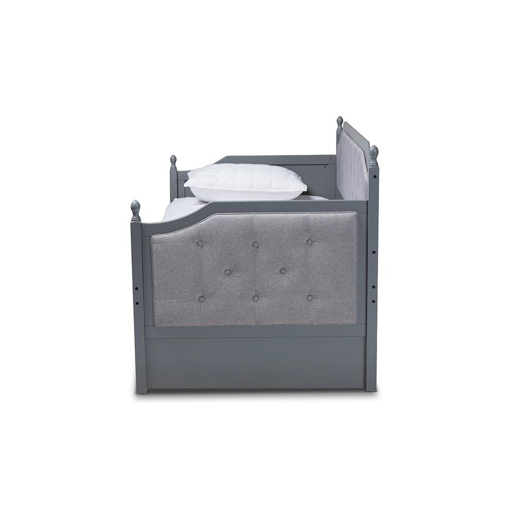 Grey Finished Wood Twin Size Daybed with Trundle