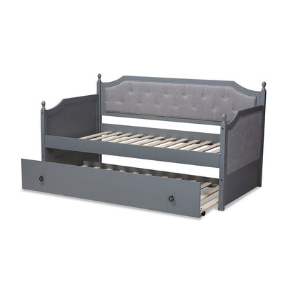 Grey Finished Wood Twin Size Daybed with Trundle