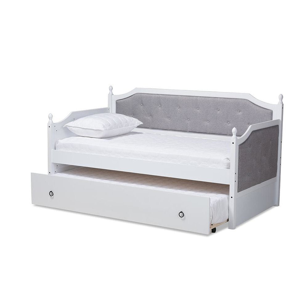 White Finished Wood Twin Size Daybed with Trundle