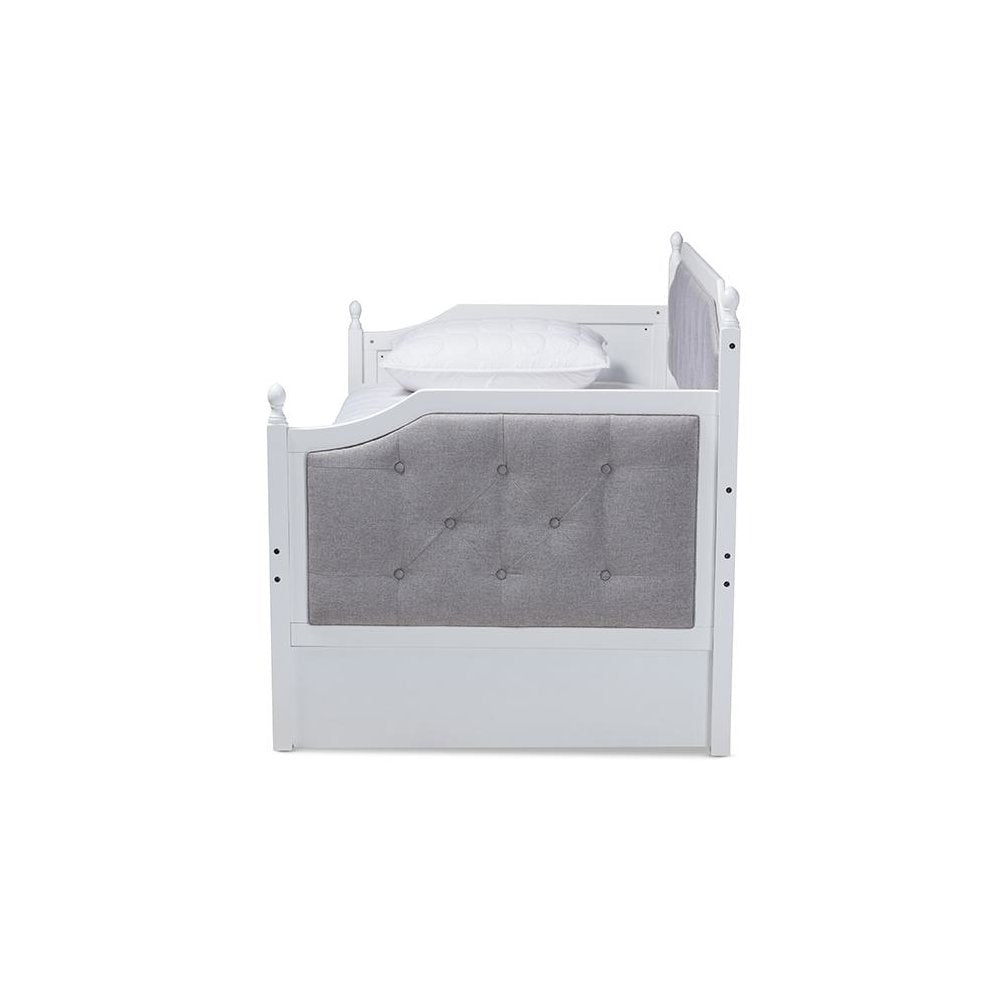 White Finished Wood Twin Size Daybed with Trundle