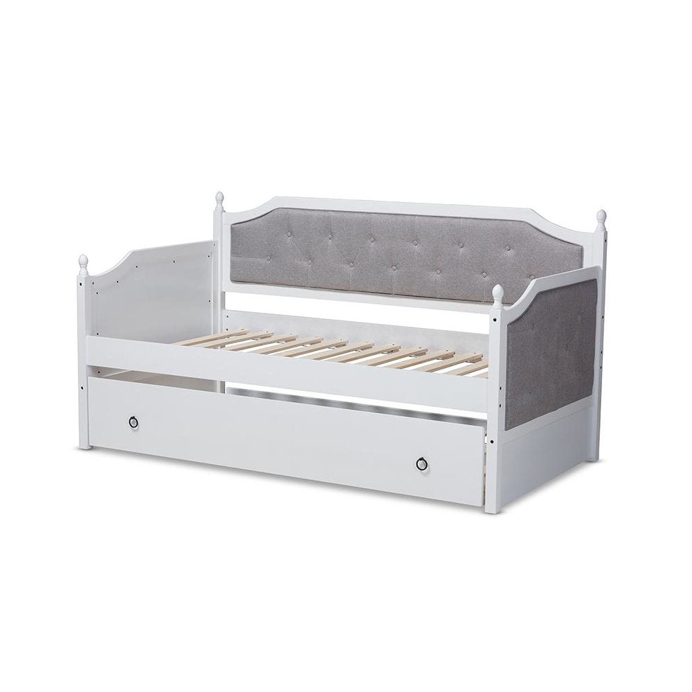 White Finished Wood Twin Size Daybed with Trundle