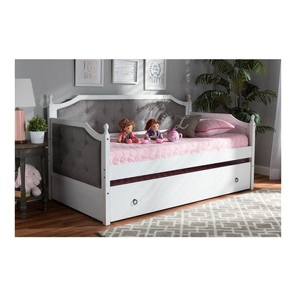 White Finished Wood Twin Size Daybed with Trundle