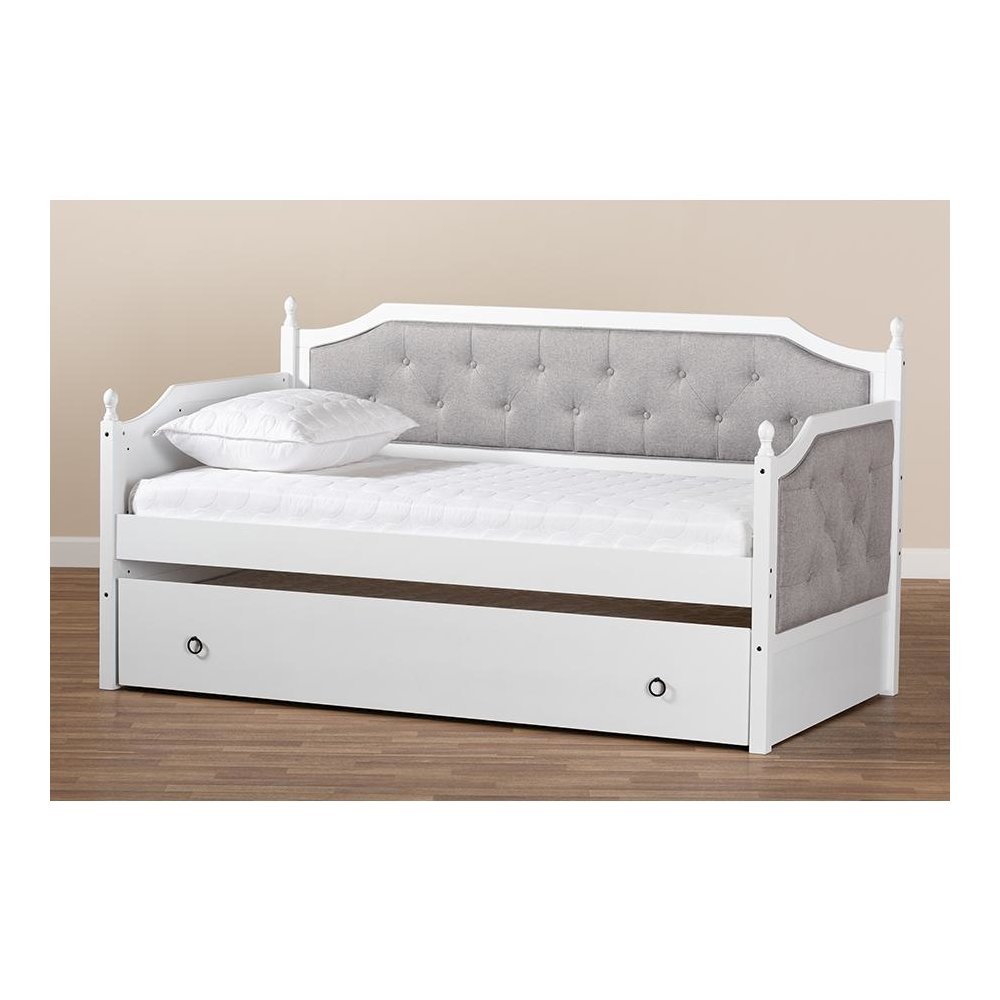 White Finished Wood Twin Size Daybed with Trundle