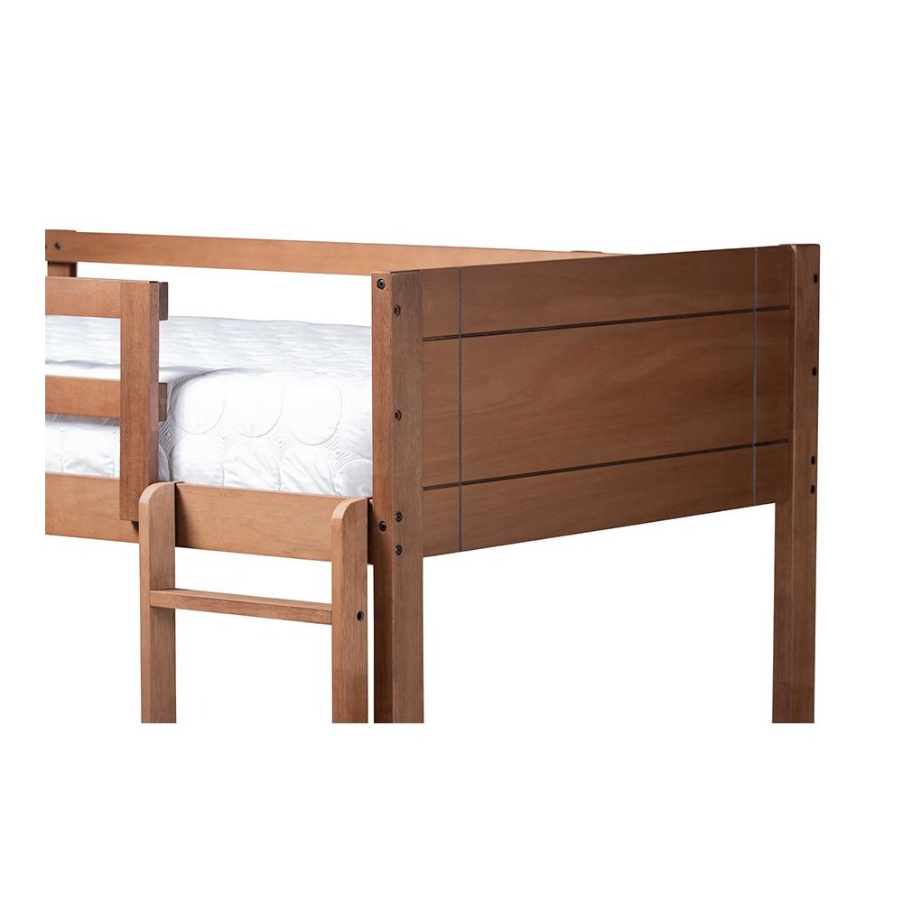 Elsie Modern and Contemporary Walnut Brown Finished Wood Twin Size Bunk Bed