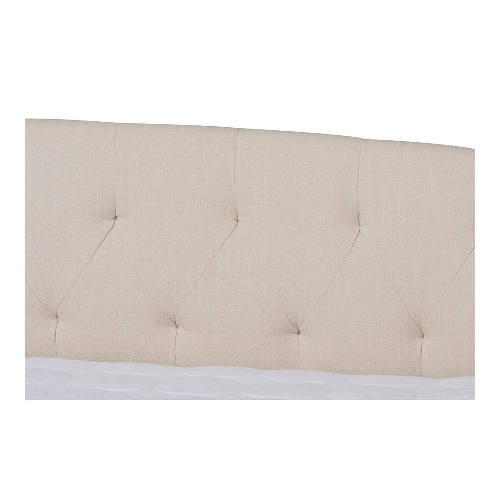 Beige Fabric Upholstered Full Size Daybed with Roll-Out Trundle Bed