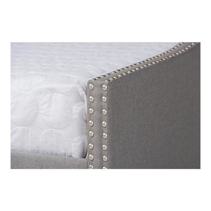 Light Grey Fabric Upholstered Full Size Daybed with Roll-Out Trundle Bed