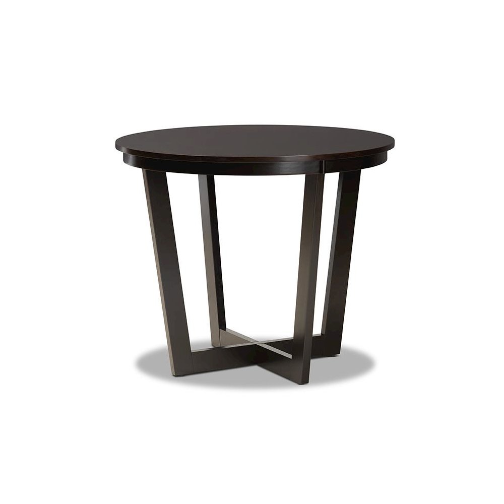 Grey Fabric Upholstered and Dark Brown Finished Wood 5-Piece Dining Set