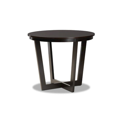 Grey Fabric Upholstered and Dark Brown Finished Wood 5-Piece Dining Set