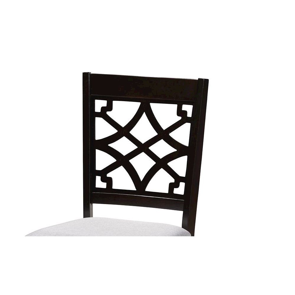 Grey Fabric Upholstered and Dark Brown Finished Wood 5-Piece Dining Set