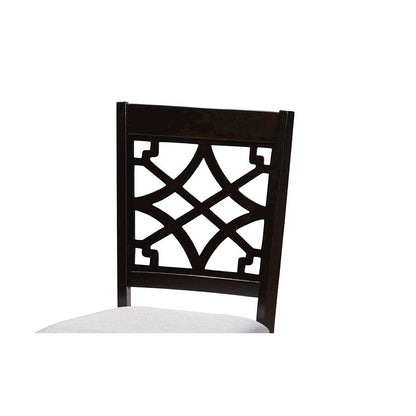 Grey Fabric Upholstered and Dark Brown Finished Wood 5-Piece Dining Set