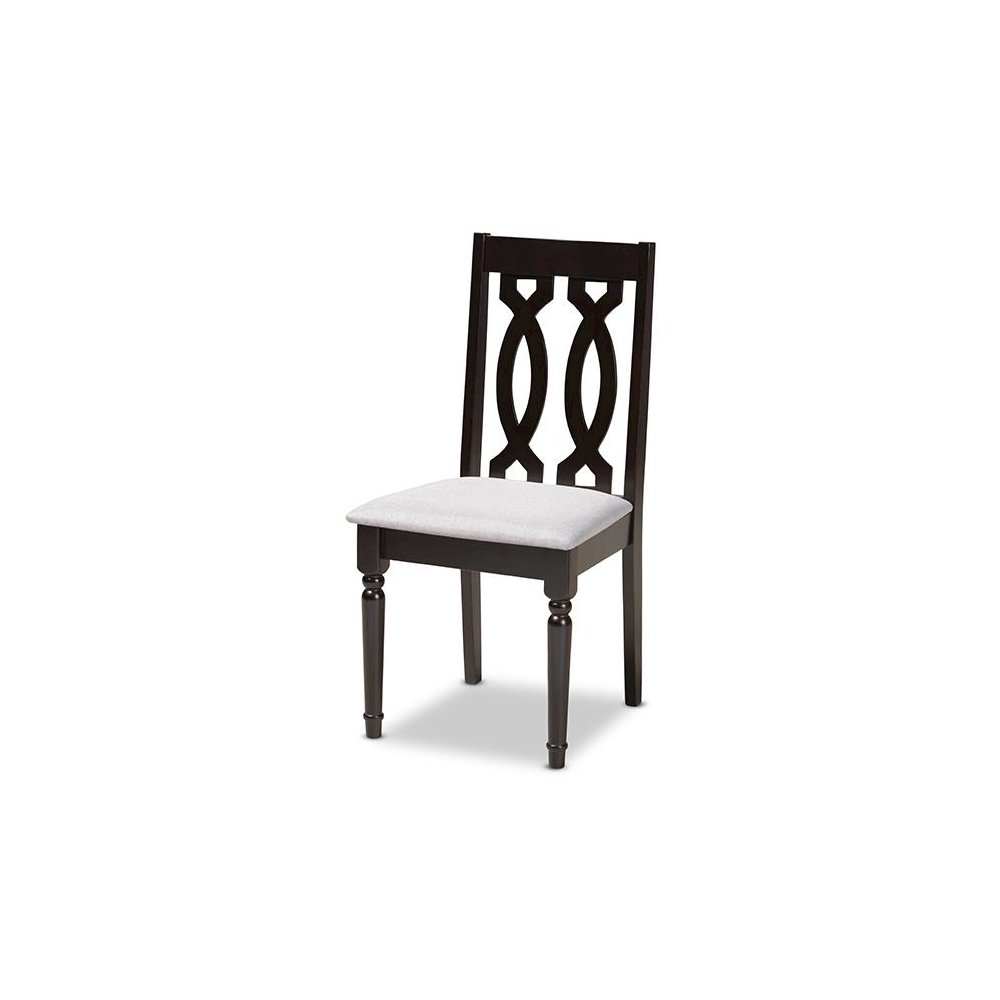 Grey Fabric Upholstered Espresso Brown Finished 5-Piece Wood Dining Set