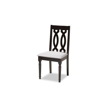 Grey Fabric Upholstered Espresso Brown Finished 5-Piece Wood Dining Set
