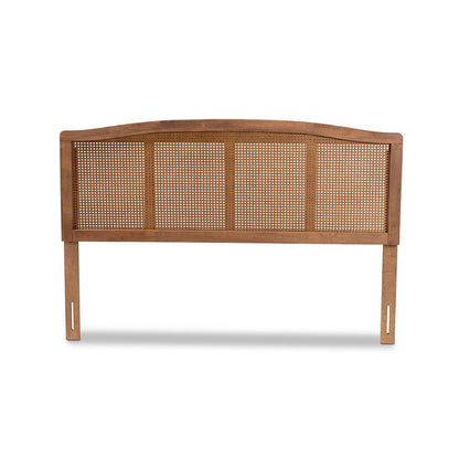 Ash Wanut Finished Wood and Synthetic Rattan Full Size Headboard