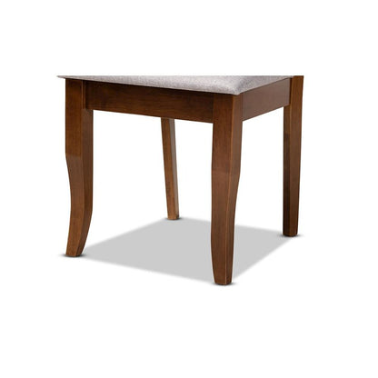 Grey Fabric Upholstered and Walnut Brown Finished Wood 5-Piece Dining Set