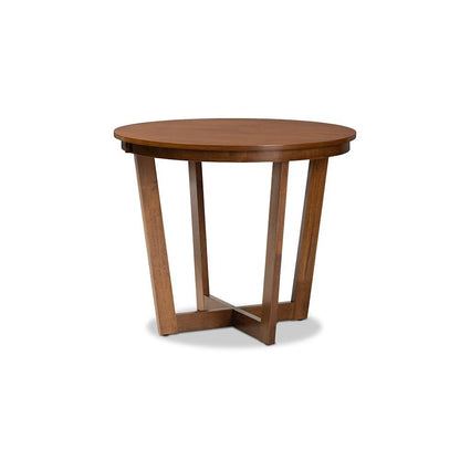 Grey Fabric Upholstered and Walnut Brown Finished Wood 5-Piece Dining Set