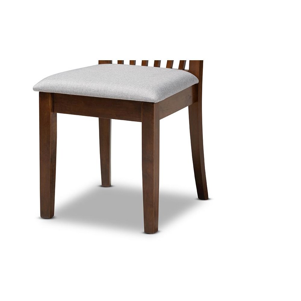 Grey Fabric Upholstered and Walnut Brown Finished Wood 5-Piece Dining Set