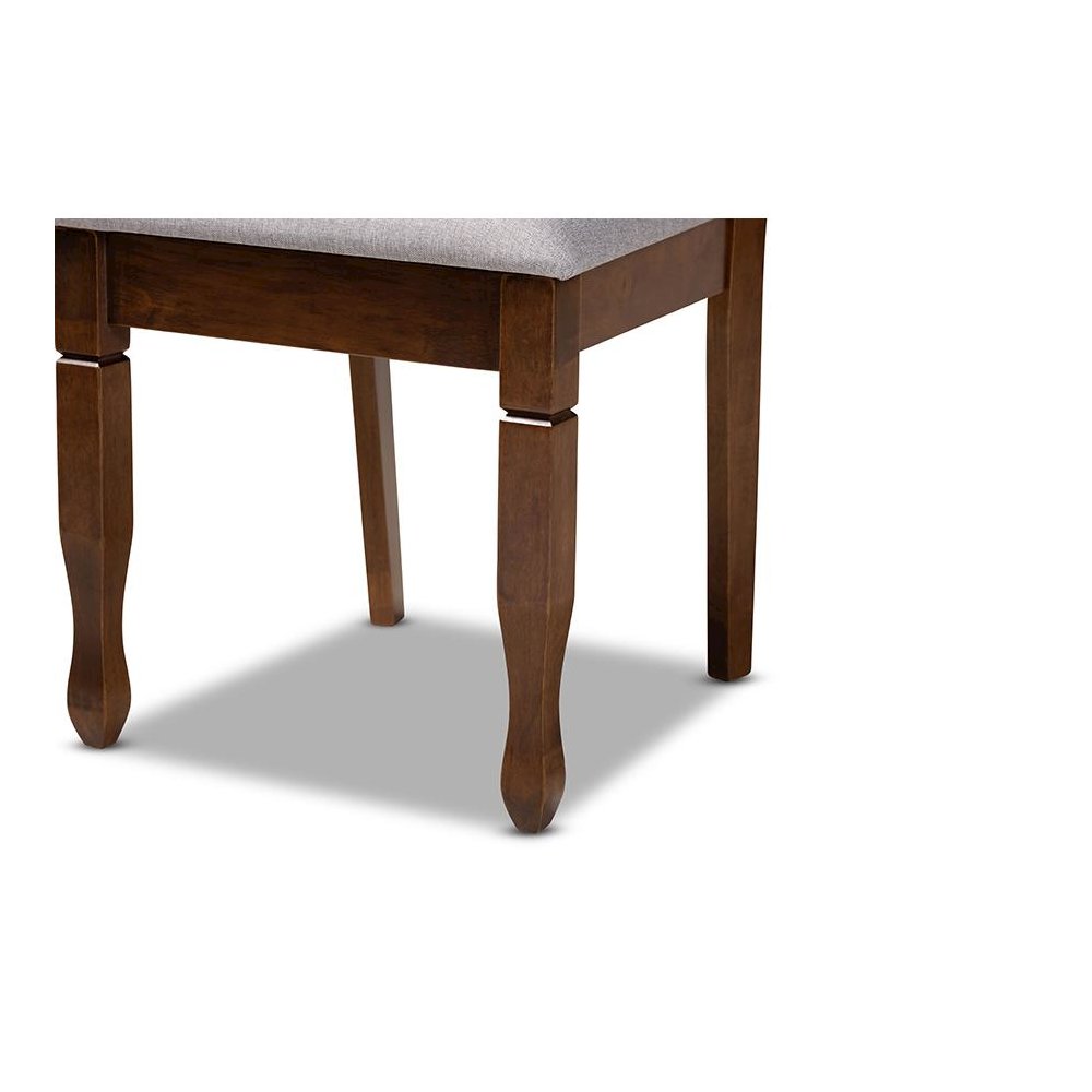 Grey Fabric Upholstered and Walnut Brown Finished Wood 5-Piece Dining Set