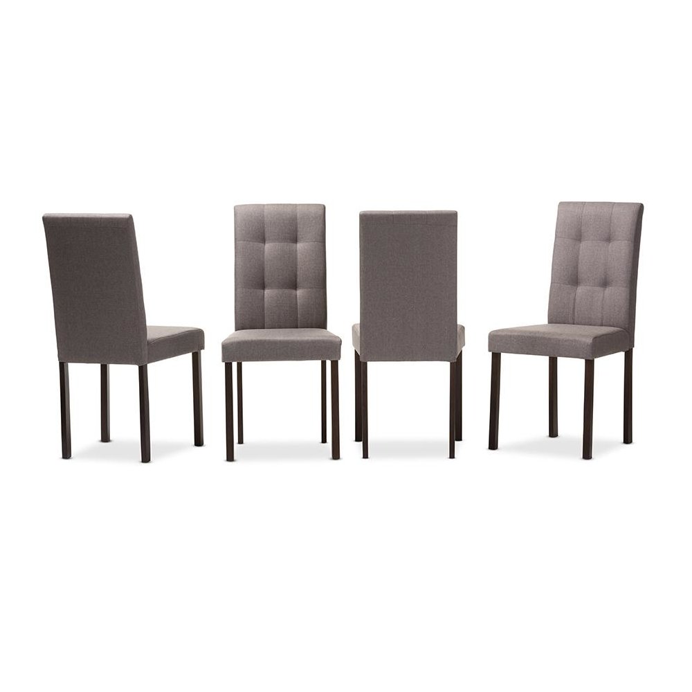 Grey Fabric Upholstered Grid-tufting Dining Chair (Set of 4)