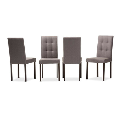 Grey Fabric Upholstered Grid-tufting Dining Chair (Set of 4)